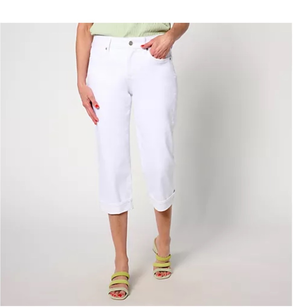 NYDJ Marilyn straight White Cropped Jeans with cuffs